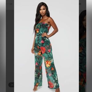 Brand New Fashion Nova Tropical Mesh Jumpsuit